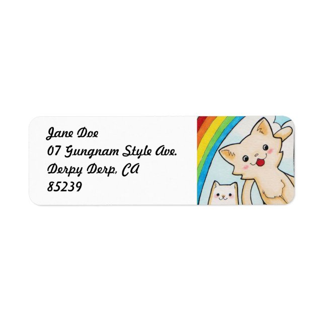 Kawaii Rainbow Kittens Étiquettes personnalisables (Devant)