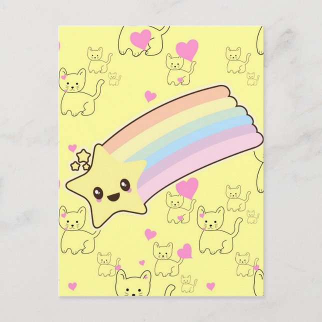 Kawaii rainbow kittens pattern so cute. So Kawaii Postcard (Front)