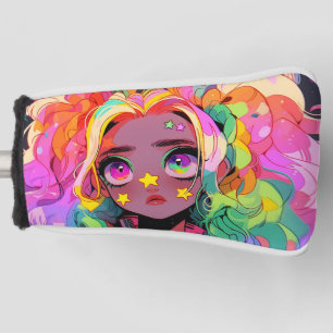 Kawaii Rainbow Neon Colourful Stars Anime Girl Golf Head Cover