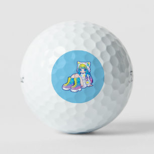 Kawaii Rainbow Star Cat-Eared Girl Golf Balls