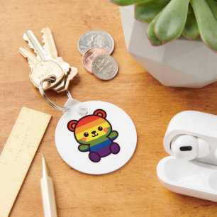 Kawaii Rainbow Teddy – A Cute LGBTQ+ Pride Plush Keychain
