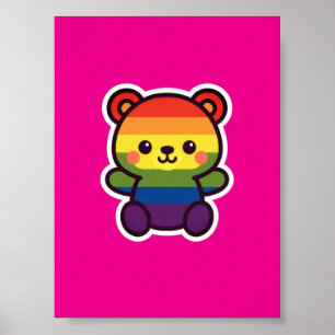 Kawaii Rainbow Teddy – A Cute LGBTQ+ Pride Plush Poster