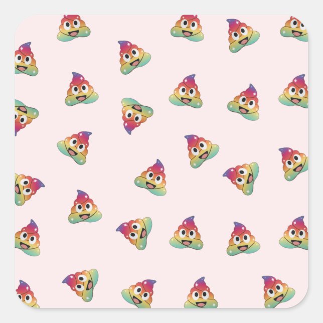 kawaii Rainbow unicorn poop emoji magical poop Square Sticker (Front)
