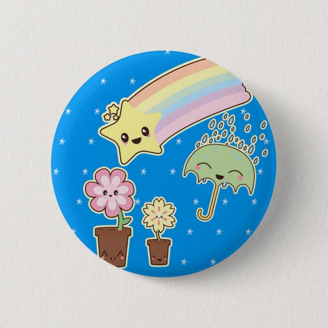 Kawaii rainbow weather pattern so cute 2 inch round button (Front)