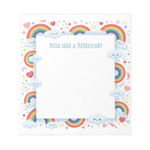 Kawaii Rainbows Personalized Mitzvah Notes Notepad