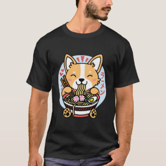 Kawaii Ramen Anime Dog Corgi Japanese Noodles Japa T-Shirt