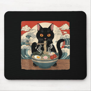 Kawaii Ramen Cat Anime Japanese Noodles Food Wave  Mouse Pad