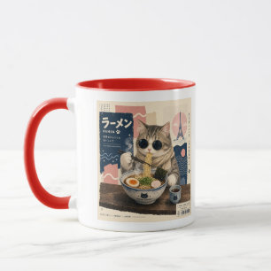 Kawaii Ramen Cat Tokyo Japan Vintage Travel Poster Mug
