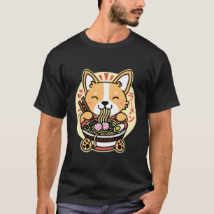 Kawaii Ramen Cute Anime Dog Corgi Japanese Noodles T-Shirt