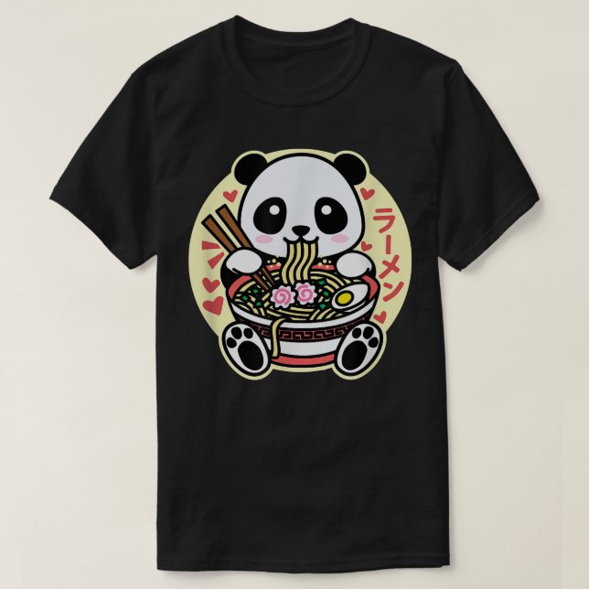 Kawaii Ramen Cute Anime Panda Japanese Asian Noodl T-Shirt (Design Front)