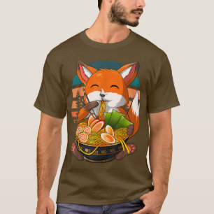 Kawaii Ramen Fox, Japanese Neko Noodle Funny Anime T-Shirt
