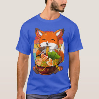 Kawaii Ramen Fox, Japanese Neko Noodle Funny Anime T-Shirt