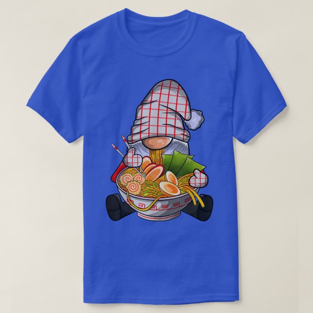 Kawaii Ramen Gnome, Japanese Neko Noodle Funny Ani T-Shirt (Design Front)