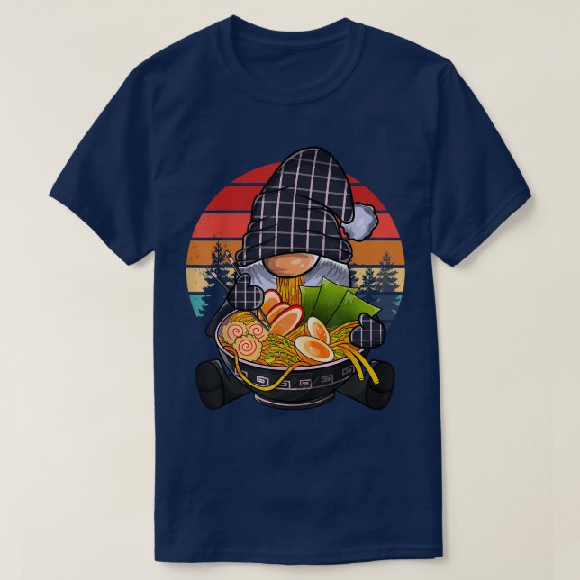 Kawaii Ramen Gnome, Japanese Neko Noodle Funny Ani T-Shirt (Design Front)
