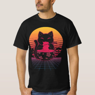 Kawaii Ramen Neko Retro Cat Japanese Noodle Anime T-Shirt
