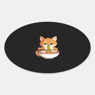 Kawaii ramen shiba inu noodles lover gift oval sticker