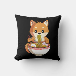 Kawaii ramen shiba inu noodles lover gift throw pillow
