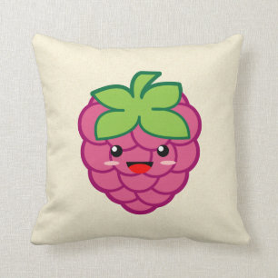 Kawaii Raspberry Throw Pillow