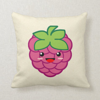 Kawaii Raspberry Throw Pillow