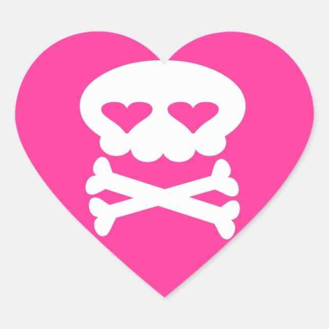 Kawaii Rave Cute Skull Heart Sticker (Front)