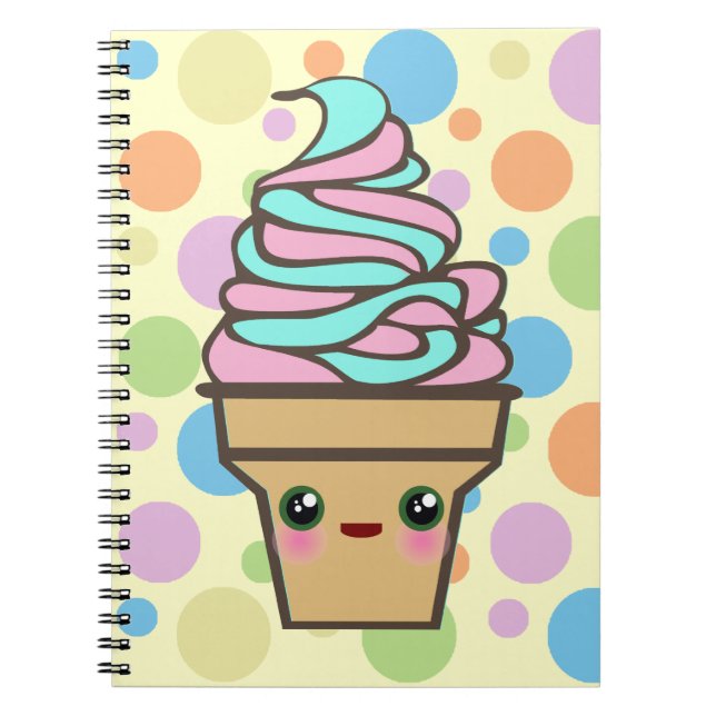 Kawaii Rave Ice Cream Cone Notebook (Front)