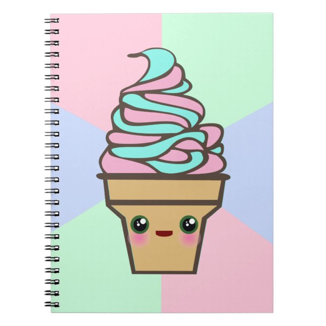 Kawaii Rave Ice Cream Cone Notebook (Front)