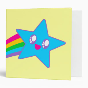 Kawaii Rave Neon Star Rainbow Binder