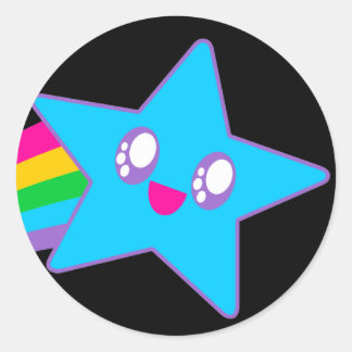 Kawaii Rave Neon Star Rainbow Classic Round Sticker