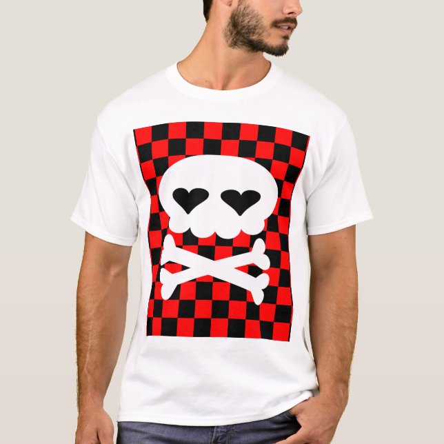 Kawaii Rave Skull Chequerboard T-Shirt (Front)