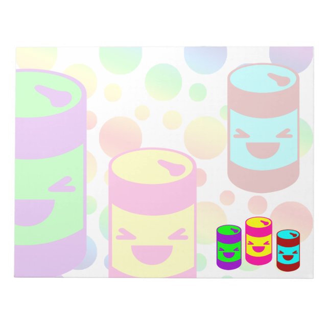 Kawaii Rave Soda Pop Can Bubbles Notepad (Front)