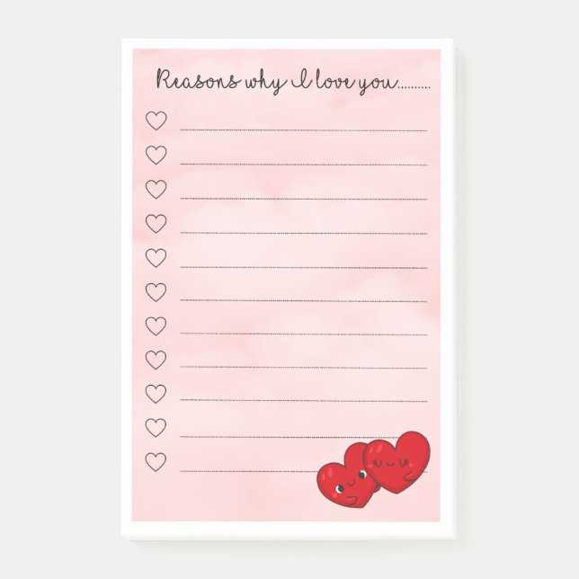 Kawaii reasons i love you cute message post-it notes (Front)
