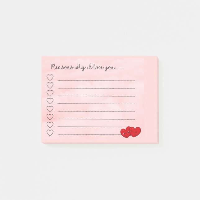 Kawaii reasons i love you cute message   post-it notes (Front)