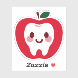 Kawaii Red Apple Tooth Character