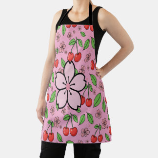 Kawaii Red Cherry Vibes Cute Girly Aesthetic Apron