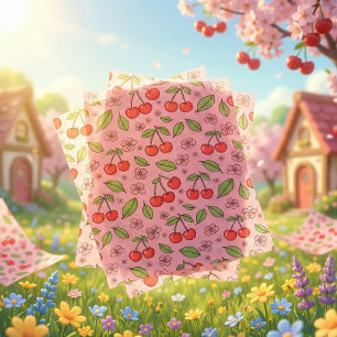 Kawaii Red Cherry Vibes Cute Girly Aesthetic Tissue Paper