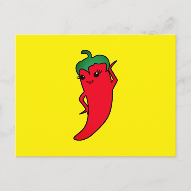 Kawaii Red Hot Pepper Diva Holiday Postcard (Front)