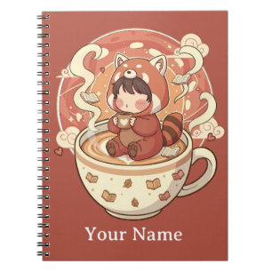 Kawaii Red Panda Coffee Study Spiral Notebook