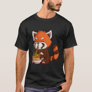 Kawaii Red Panda Eat Ramen Japanese Anime Noodles  T-Shirt