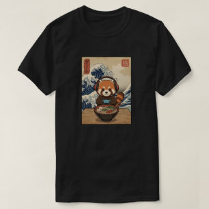 Kawaii Red Panda Gamer Ramen Great Wave Japanese T-Shirt