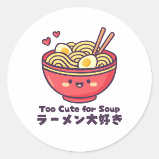 Kawaii Red Ramen Bowl Cartoon Classic Round Sticker