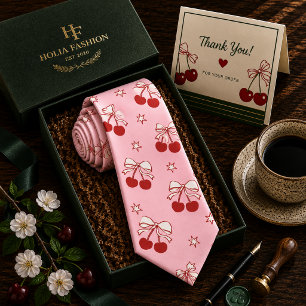 Kawaii Red Sweet Cherry Pattern Tie