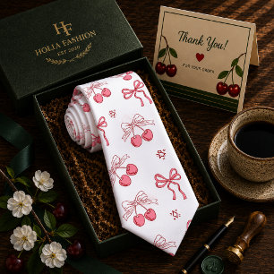 Kawaii Red Sweet Cherry Pattern Tie
