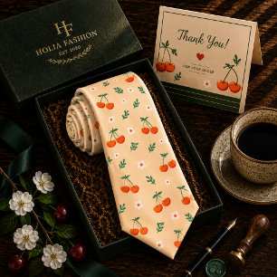 Kawaii Red Sweet Cherry Pattern Tie