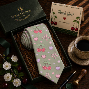 Kawaii Red Sweet Cherry Pattern Tie