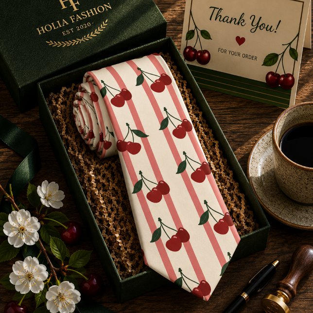 Kawaii Red Sweet Cherry Pattern Tie (Creator Uploaded)