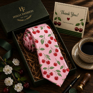 Kawaii Red Sweet Cherry Pattern Tie