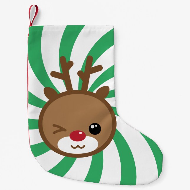 Kawaii Reindeer Christmas Stocking (Front)