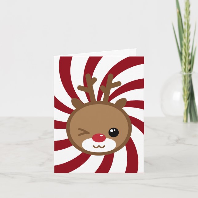 Kawaii Reindeer Greeting Card (Front)