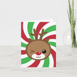 Kawaii Reindeer Greeting Card