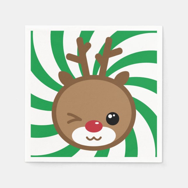 Kawaii Reindeer Paper Napkins (Front)